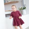 thumbnail image 3 of Vestido infantil de manga larga de algodón y lino Vestido infantil de color liso Vestido para niña, 3 of 6