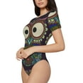 thumbnail image 2 of Balery Women'Sboho Owl Crew Neck Round Neck Short Sleeves Slim Fit Casual Basic Extender Bodysuit Daily Jumpsuit T Shirts-Medium, 2 of 9