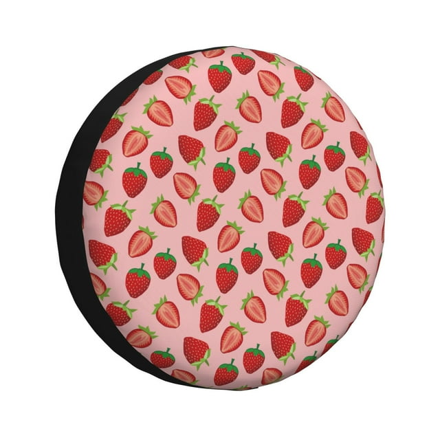 Fotbe Strawberries Funda de Llanta de Repuesto con Estampado, Engrosada, Ajuste Universal para Jeep, Remolque, RV, SUV, Camión-14 inch