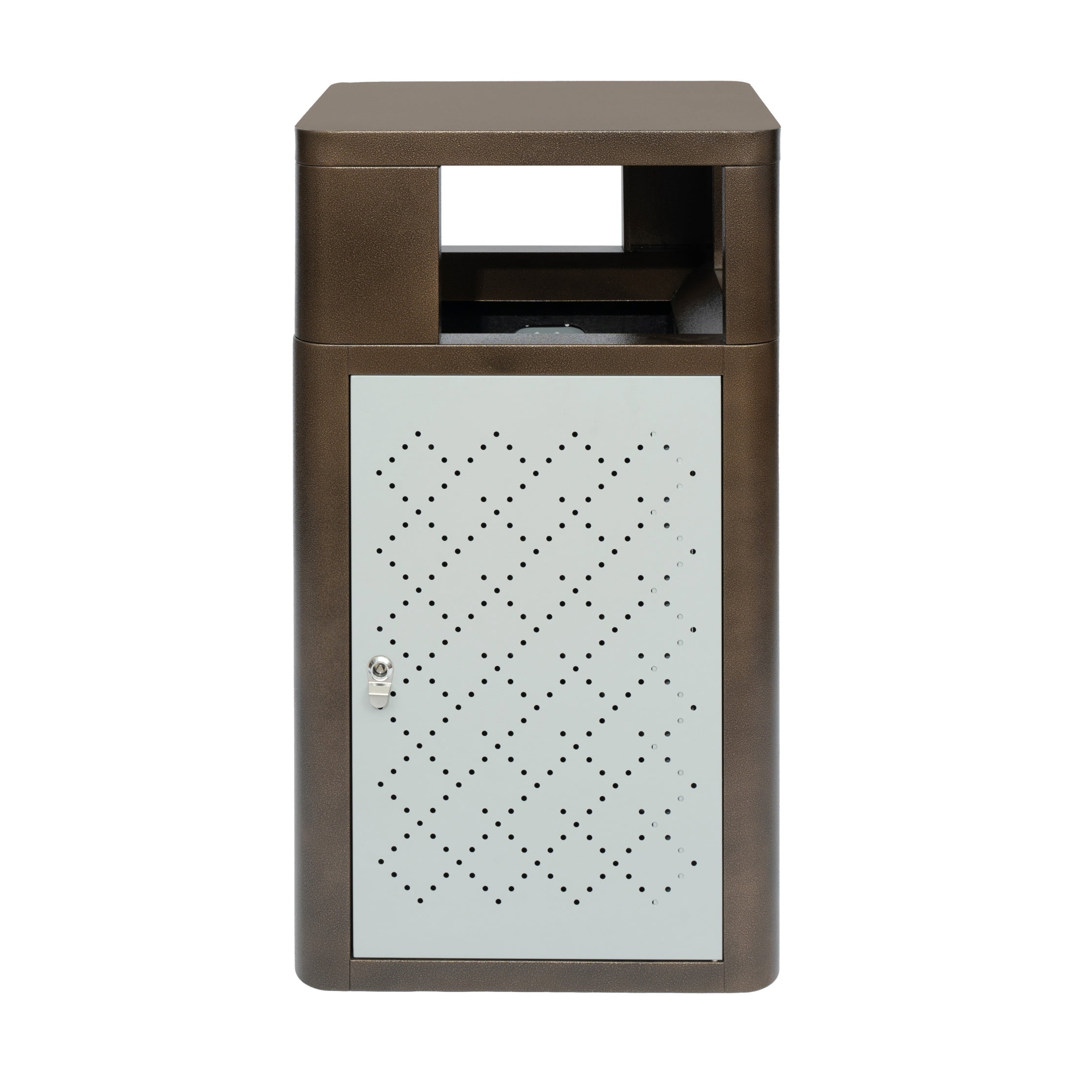 Flash Furniture Brooks Steel Indoor-Outdoor Trash Can with Locking Access Door 31.4 Gallon