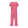 thumbnail image 4 of KyCheLot Women's Baggy Jumpsuits Oversized Summer V Neck Short Sleeve Wide Leg Rompers with Pockets, 4 of 6