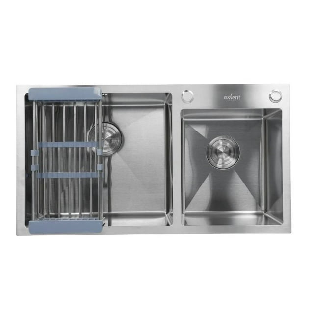Tarja Fregadero Doble Empotrar Con Escurridor Movible , Acero Inoxidable, Calibre 18 Gabriela Axcent AXCENT ITALY 8245-DT