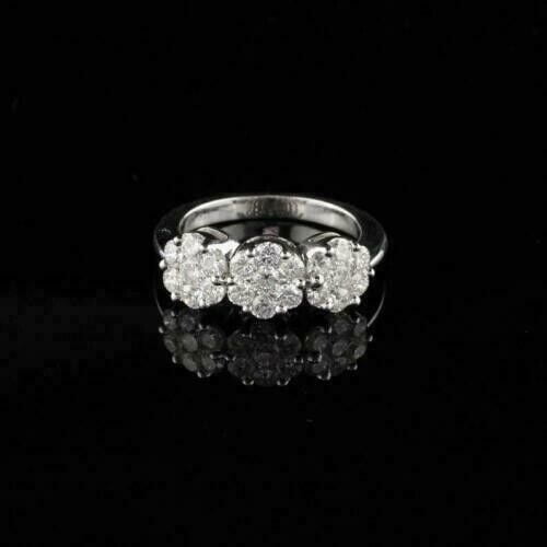 Om Jewels Round Cut Moissanite Engagement Wedding Women Ring 14K White Gold Plated Silver