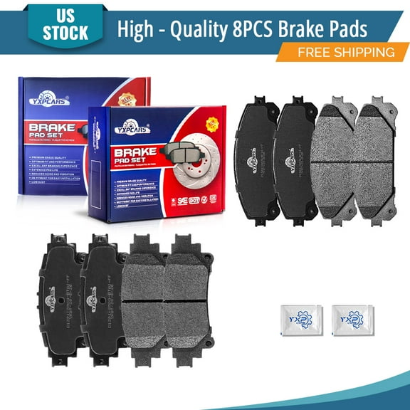 YXPCARS 8PCS Ceramic Brake Pads for Toyota Highlander 2014-2020 Sienna 2011-2020 Lexus RX350 RX450h 2010-2015, Front & Rear D1324 D1391
