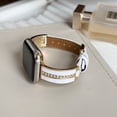 thumbnail image 5 of PU Leather Band for Apple Watch Band 38/40/41/42mm, Diamond Design Slim Dressy Watch Strap with Adjustable Metal Buckle for iWatch Series 10 9 SE 8 7 6 5 4 3 2 1 Women Girls, Whitegold, 5 of 8