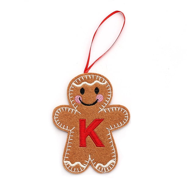 Adornos de jengibre con iniciales del alfabeto Monograma de jengibre Adorno colgante para el árbol de Navidad con la letra del apellido Decoración para el árbol de Navidad