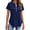 10 Navy, variant on Women's Zip Front Shirts Crew Neck Dressy Casual Loose Short Sleeve Blouse Lightweight Elegant Work Tunic Top 10 Camel M