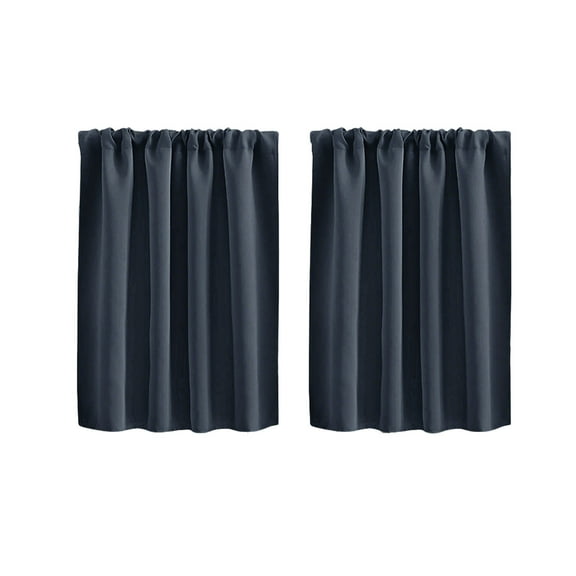 Solid Color Short Blackout Curtains Set of 2 Rod Pocket for Kitchen Bathroom Partition 30x36 Inch Navy Blue