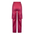 thumbnail image 4 of Savings Women's Vintage Low Waisted Faux PU Leather Pants Slim Fit Pockets Club Party Retro Long Pants Hot Pink,XL, 4 of 7