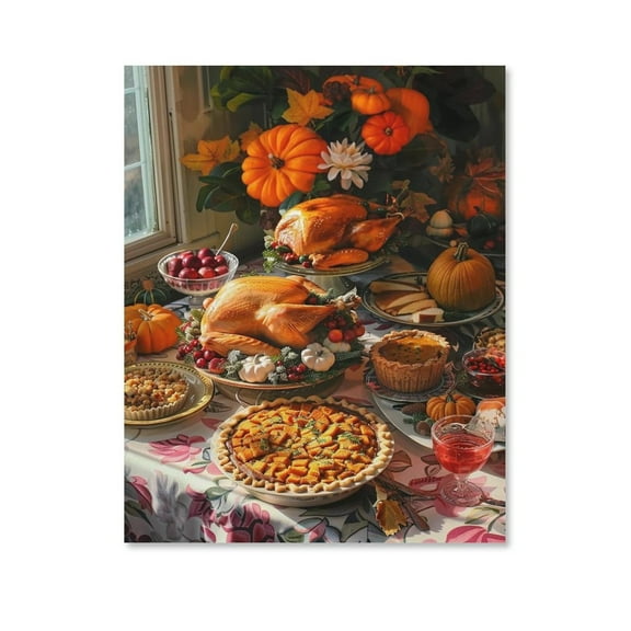 Strange Dinner ,Thanksgiving Day Art Poster Canvas- Perfect for Wall Artrations, Dining Room Decor, Bedroom Art, Wall Decor Living Room, Wall Art, Frameless 12x16inch