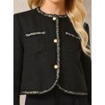 thumbnail image 4 of DARING DIVA Women's Tweed Blazer Long Sleeve Open Front Cropped Jacket 2XL Black, 4 of 7