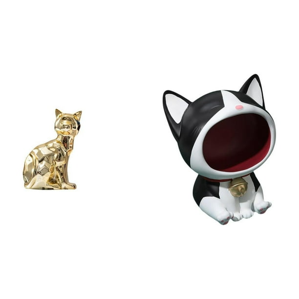 Figura de escritorio,Estatua de gato en estante,escritorio,oficina,decoración del hogar,Figura decorativa de escritorio de cerámica para decoración del hogar,Estatua de escritorio,Estatua de