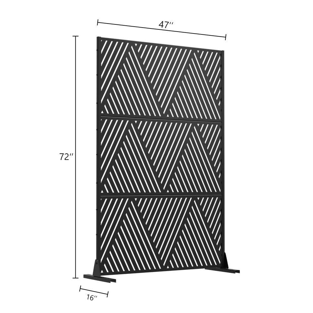 MAYEERTY 72x47x16 Inch Black Triangle V-Shaped Galvanized Steel Privacy Screen for Outdoor Street