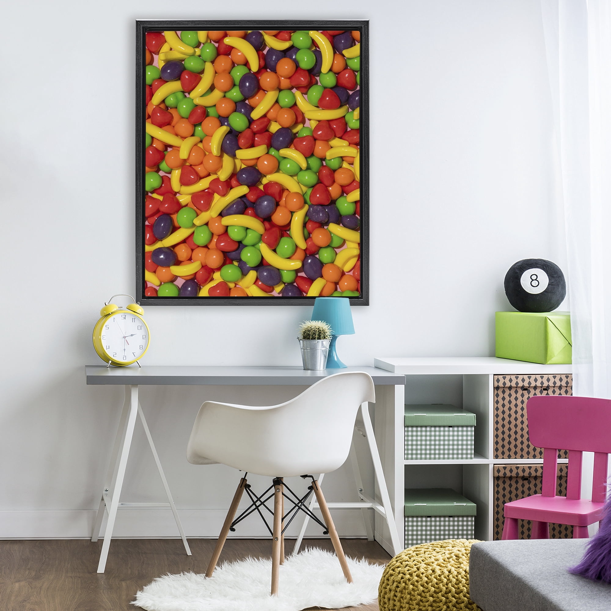 Stupell Industries Retro Assorted Fruit Candy Black Framed Floater Canvas Wall Art, design by LISH Creative