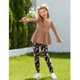 thumbnail image 3 of Arshiner Girls 2 Piece Clothing Set Floral Ruffle Hem Bell Sleeve Top and Leggings Fall Winter Outfits, 3 of 6