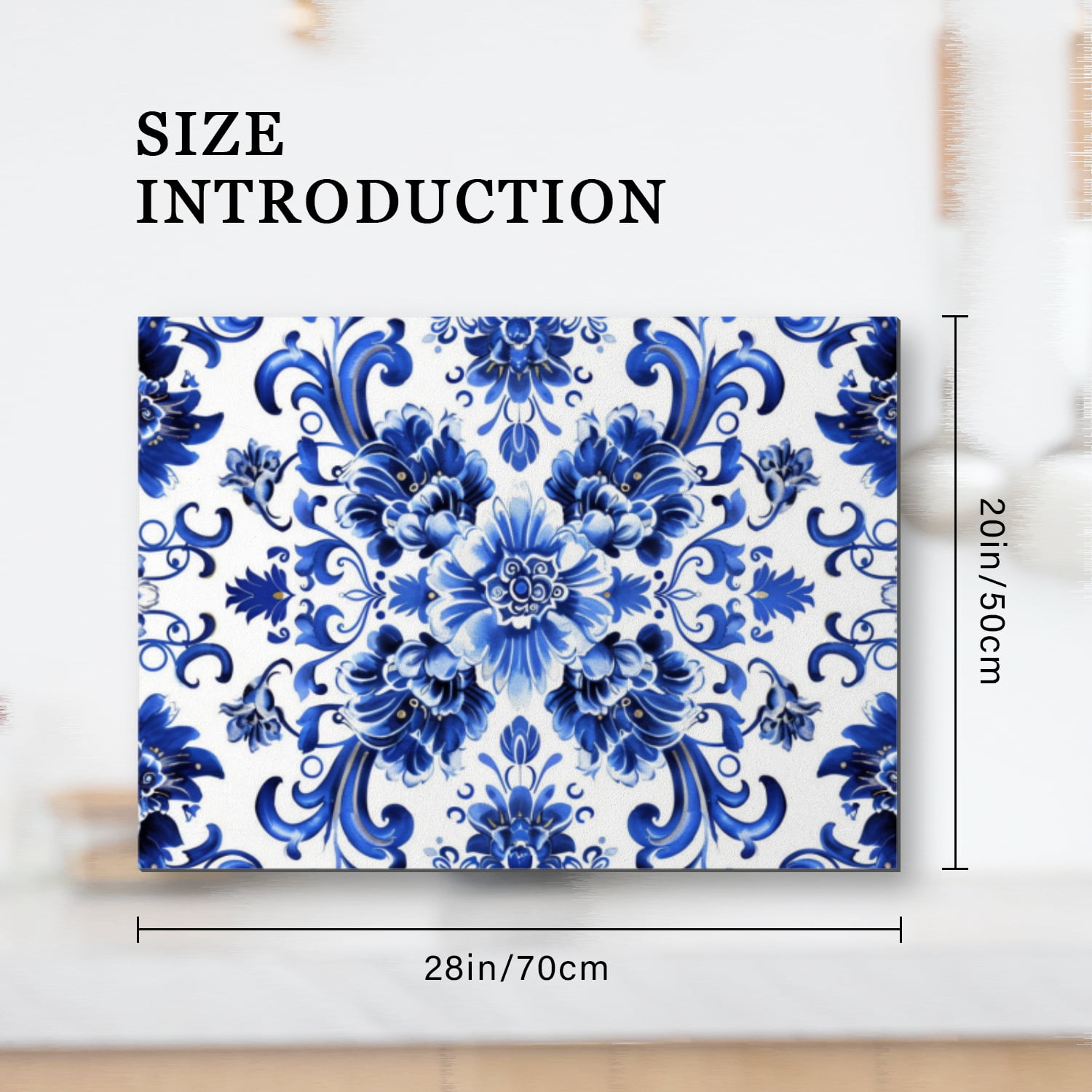 Stove Cover For Glass Top Electric Stove, Blue And White Pattern Square Foldable Kitchen Coooktop Protector Mat, Decoration Waterproof Pad for Kitchen RV(28×20 Inch)
