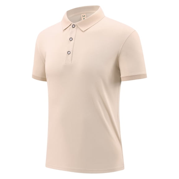 REZUOFI Mens Solid Short Sleeve Polo Shirt Button Lapel Casual Breathable Loose for Summer Office Daily Work