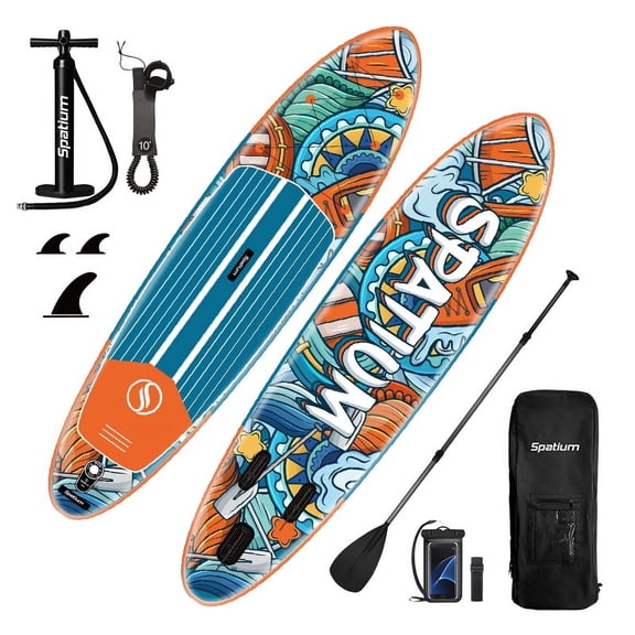 Spatium SUP Paddle Board Inflatable Stand Up Paddle Board with Backpack, Pump,Fins,Safety Rope Aluminum Paddles Mobile Phone Waterproof Bag, Repair Kit Inflatable Paddle Board for Adults Dream