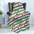 thumbnail image 4 of Dog Lover Soft Flannel Fleece Blanket, Cartoon Style Dachshunds Dressed in Pyjamas Chevron Lines Polka Dots and Hearts, Cozy Plush for Indoor and Outdoor Use, 50" x 60", Multicolor, by Ambesonne, 4 of 5