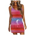 thumbnail image 2 of SMihono Robe d'Été Grande Taille pour Femmes 2023 Mode Femmes Décontractée Col en V Sans Manches Imprimé Teinture sur Nœuds Poches Gilet Robe Mini, 2 of 6
