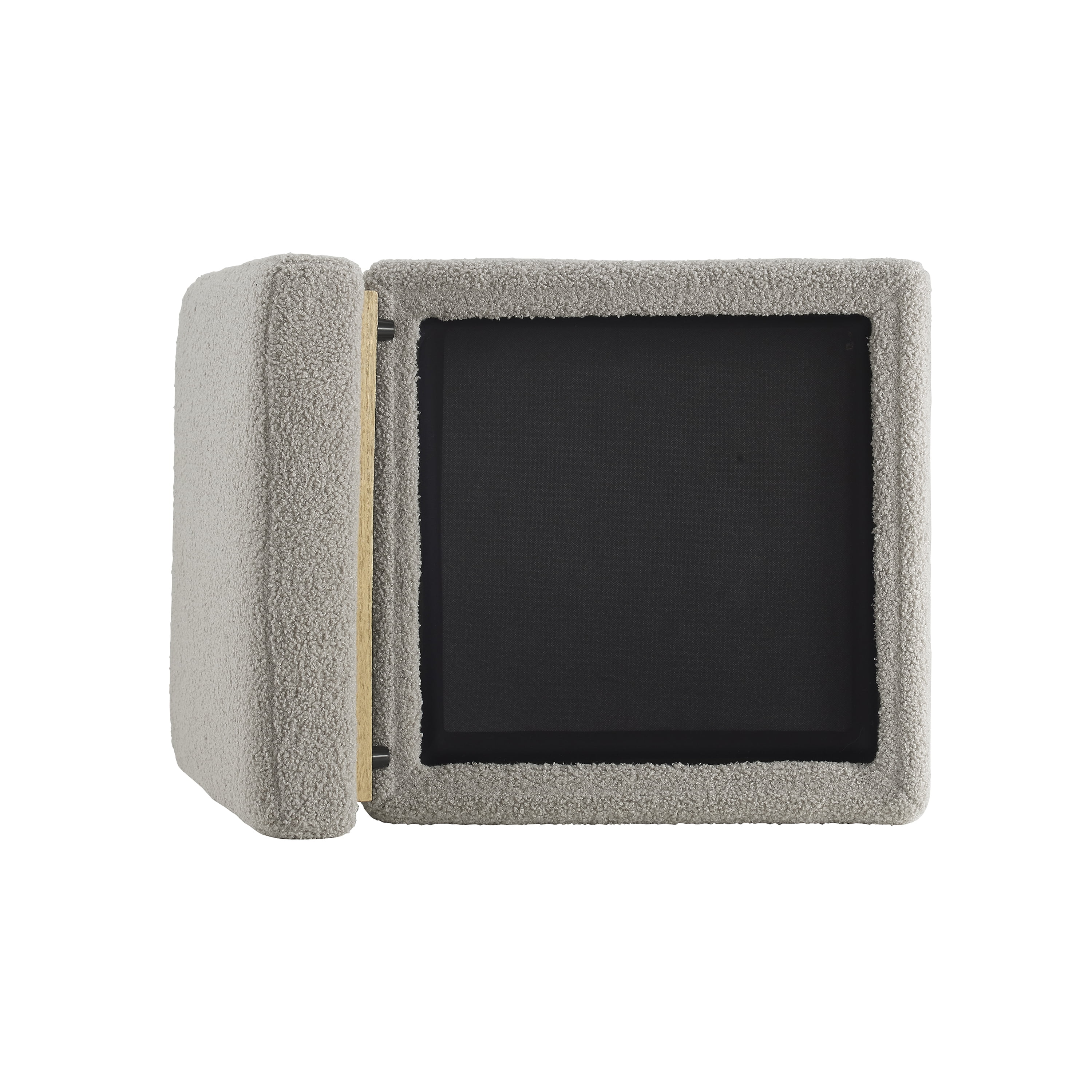 Linon Elta Square Storage Ottoman, Light Gray Sherpa