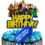 Video Game PresNok Topper Decorations - Vibrant Glitter Cardboard Topper, Eye-Catching Design, Firm Installation & Easy Adjusting, Sturdy Plastic Stick - Birthday Decorations for Boys & Girls
