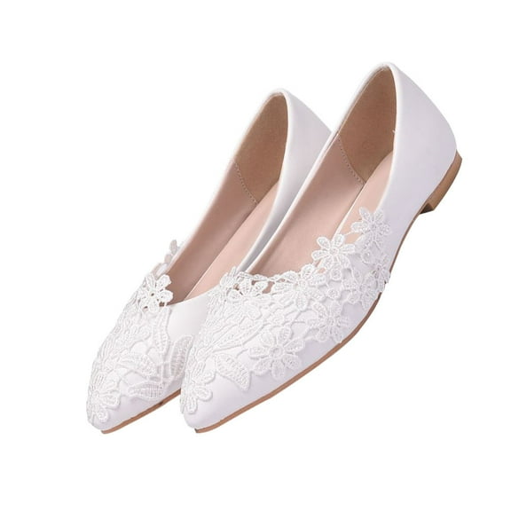 Luxshiny 1Pair Outdoor Casual Flats Shoes for Women in White with Pointed Toe Design