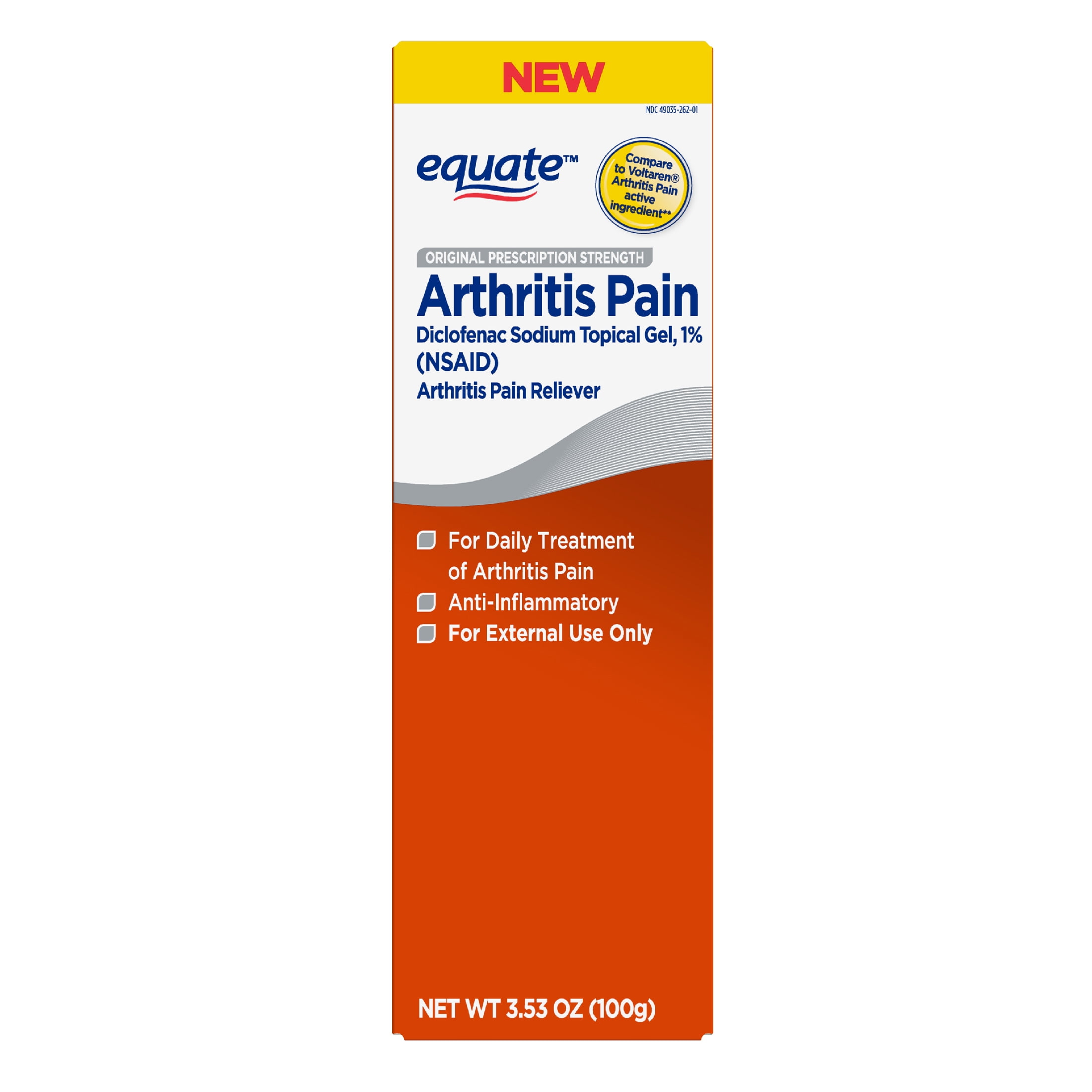 Equate Arthritis Pain Relieving Gel, Diclofenac Sodium Gel 1%, 3.53oz, 100gm