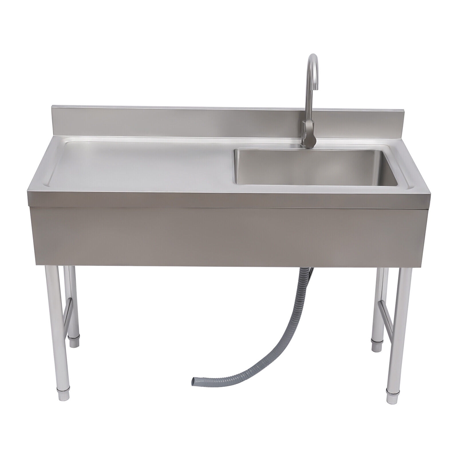 Miumaeov 1 Compartment Commercial Kitchen Sink Prep Table with Faucet Stainless Steel Single Bowl Utility Sink For Restaurant Laundry Room