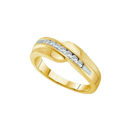 14K Yellow Gold 0.25ctw Shiny Channel Set Diamond Mens Wedding Band Ring