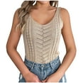 thumbnail image 1 of Gilet Sans Manches à Col Rond pour Femme, Tricoté, Coupe Ajustée, Décontracté, Nombril Ouvert, 1 of 6