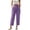 Purple, variant on Guluxicc Women's Cotton Pants with Pockets Elastic Waist Button Front 7/8th Trousers for Everyday Wear Summer Casual Outfits