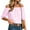 Pink, variant on Ayolanni Ruffled Womens Blouses Plaid V-Neck Elastic Short Sleeve Blouse Casual Loose Puff Off the Shoulder T-Shirt Tops for Women Black L