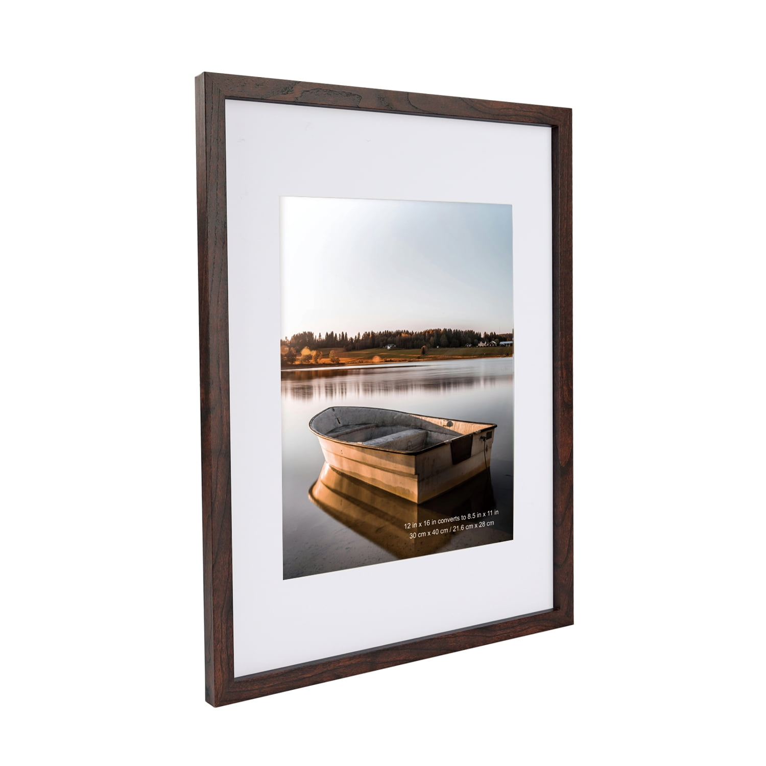 Scholartree 12 x 16 5-in-1 Wood Picture Frames Set-12x16 Matted to 8.5x11 Wall Frames, Brown
