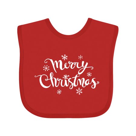 

Inktastic Merry Christmas hand drawn type Gift Baby Boy or Baby Girl Bib