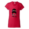 thumbnail image 3 of Mom Life Messy Hair Bun | Tie Dye Leopard Print Bandana | Funny Mother's Day Mother's Day Women's Standard V-Neck Tee, Red, L, 3 of 5