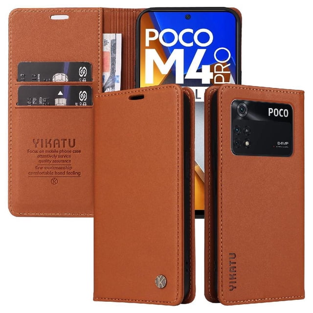 Funda para Xiaomi POCO M4 Pro 4G Estuche de Cuero PU Tipo Cartera con Ranuras para Tarjetas y Cierre Magnético