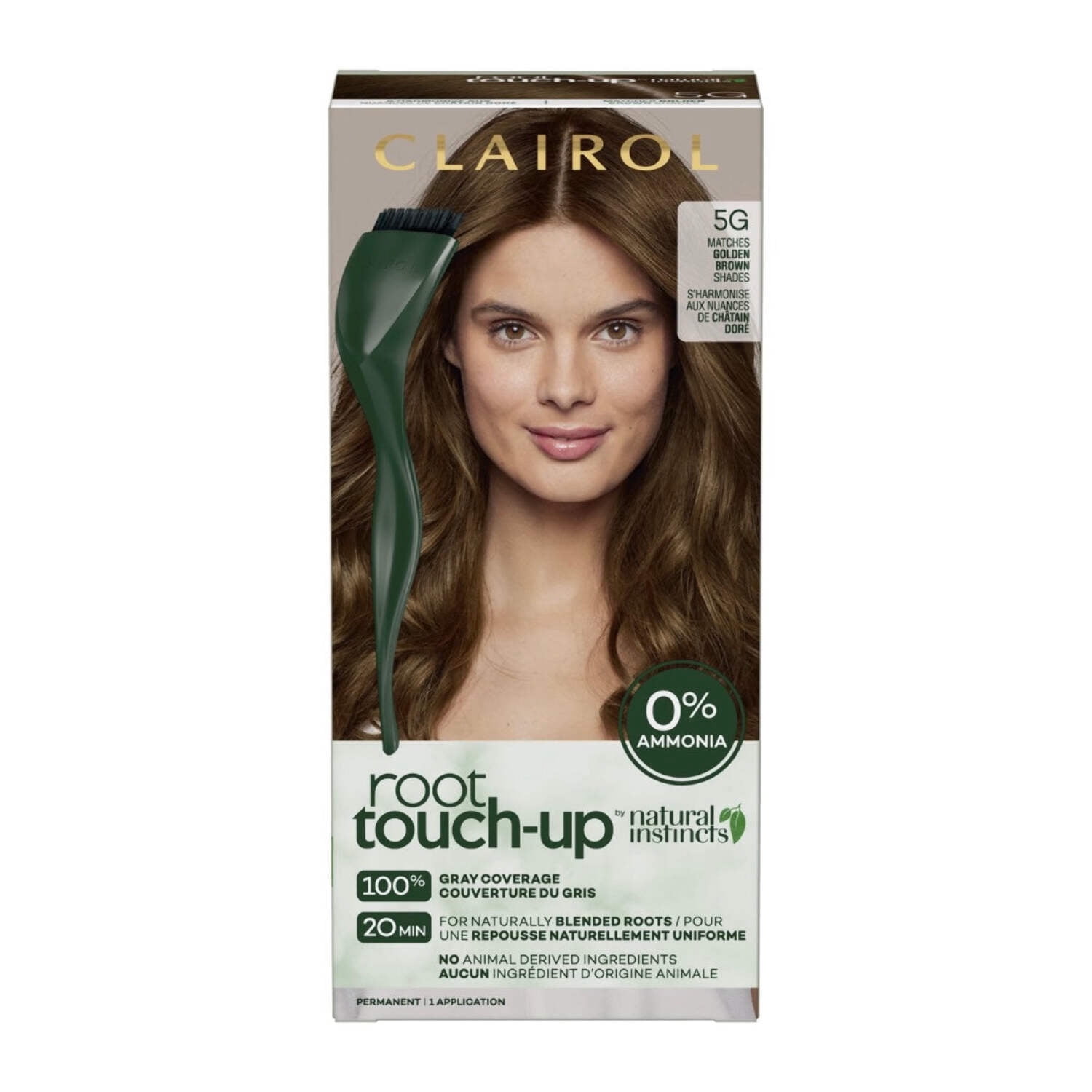 (2 pack) Clairol Root Touch-Up Natural Instincts Permanent Hair Dye, 5G Golden Brown, Hair Color, 1 Kit