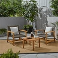 thumbnail image 2 of Noble House Hampton 3 Piece Outdoor Wood and Wicker Conversation Set in Mocha, 2 of 19