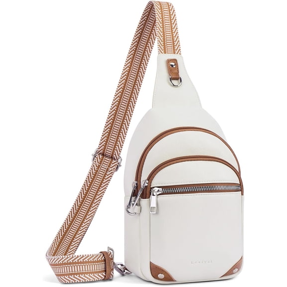 Anti Theft Crossbody Bags for Women Travel Chest Sling Bag Leather RFID Purse Fanny Pack Beige