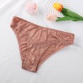 thumbnail image 2 of LNWUY Women's Fashion Solid Color Satin Silk Lace Hipster Panties Seamless Briefs Underwear Underpant Pink XL, 2 of 9