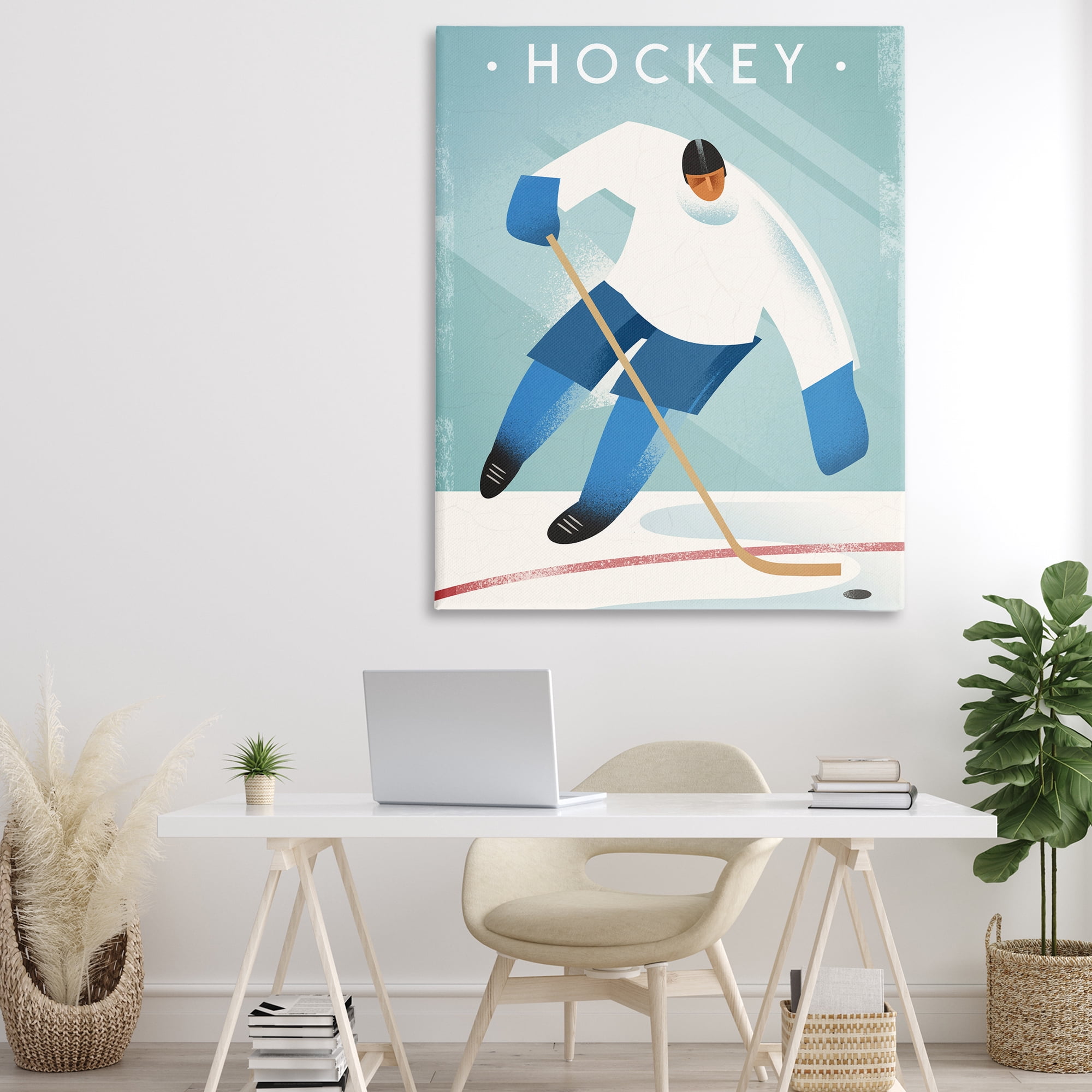 Stupell Industries Vintage Hockey Player Canvas Wall Art, design by Martin Wickstrom