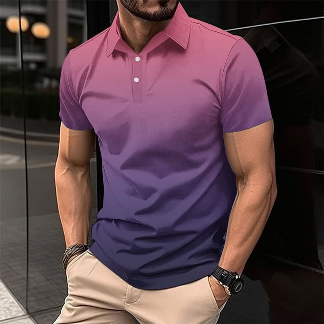 Chemise à Manches Courtes pour Homme, Haut Décontracté à Col Rabattu avec Boutons, Tissu en Polyester Respirant pour Usage Quotidien