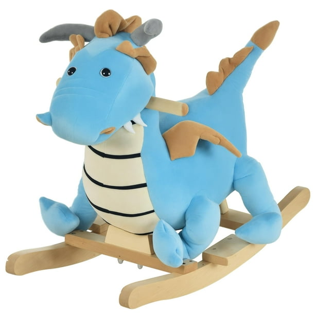 Juguete de peluche con forma de caballo balancín Qaba Dinosaur Blue, 18-36 m