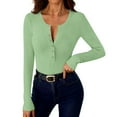 thumbnail image 6 of Yourumao Womens Half Button Henley Shirts Solid Ribbed Knit Blouses Elastic Long Sleeve Tops Spring Going Out Tshirts, 6 of 9