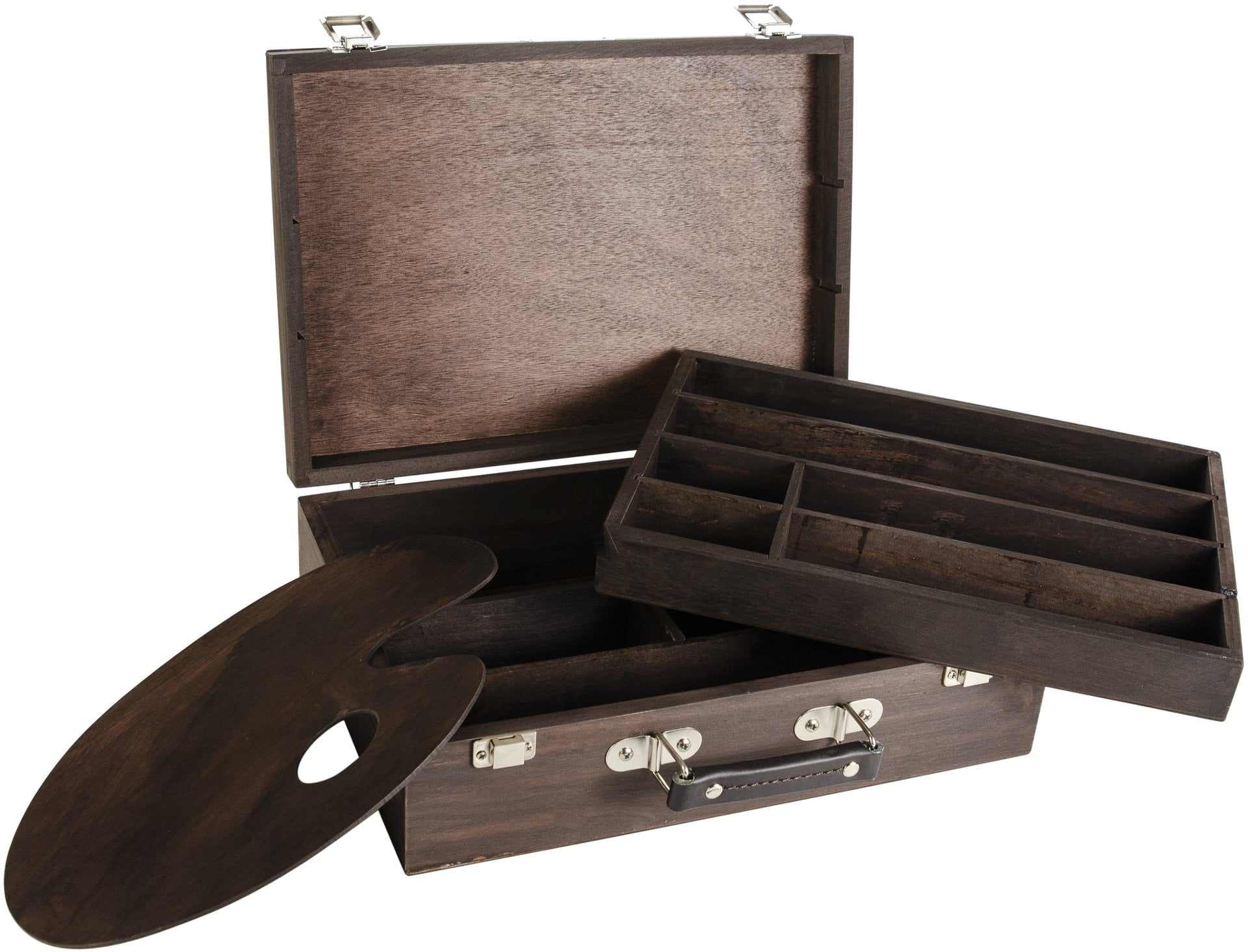 Kingart Studio, Wooden Artist Storage Box, 2-Tier, Espresso Finish