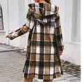 thumbnail image 3 of qucoqpe Womens Plaid Shacket Jacket with Pockets Fall Winter Fashion Button Down Flannel Shirts Oversized Lounge Hoodies Tartan Trench Coat Top for Women, 3 of 5