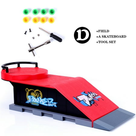 ABPWLY Toys Finger Skateboard Ramp Toys Ultimate Skatepark Training Props with ABS Plastic Ramp Skateboard and Tools for Finger Coordination Cute Stuff