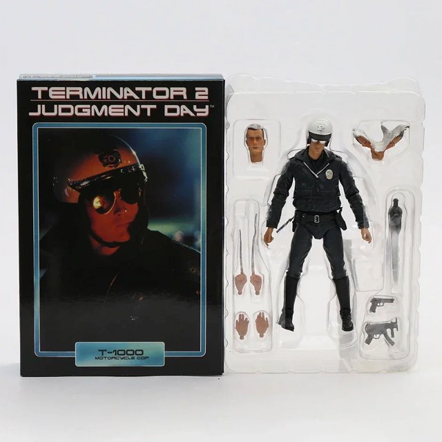 Figura de acción de colección NECA Terminator 2 T-1000 policía en motocicleta PVC 17 cm