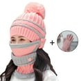 thumbnail image 2 of 4PCS Womens Winter Warm Knit Beanie Hat Touchscreen Gloves Scarf Mask Set with Fleece Lined Skull Caps Neck Scarves, 2 of 3